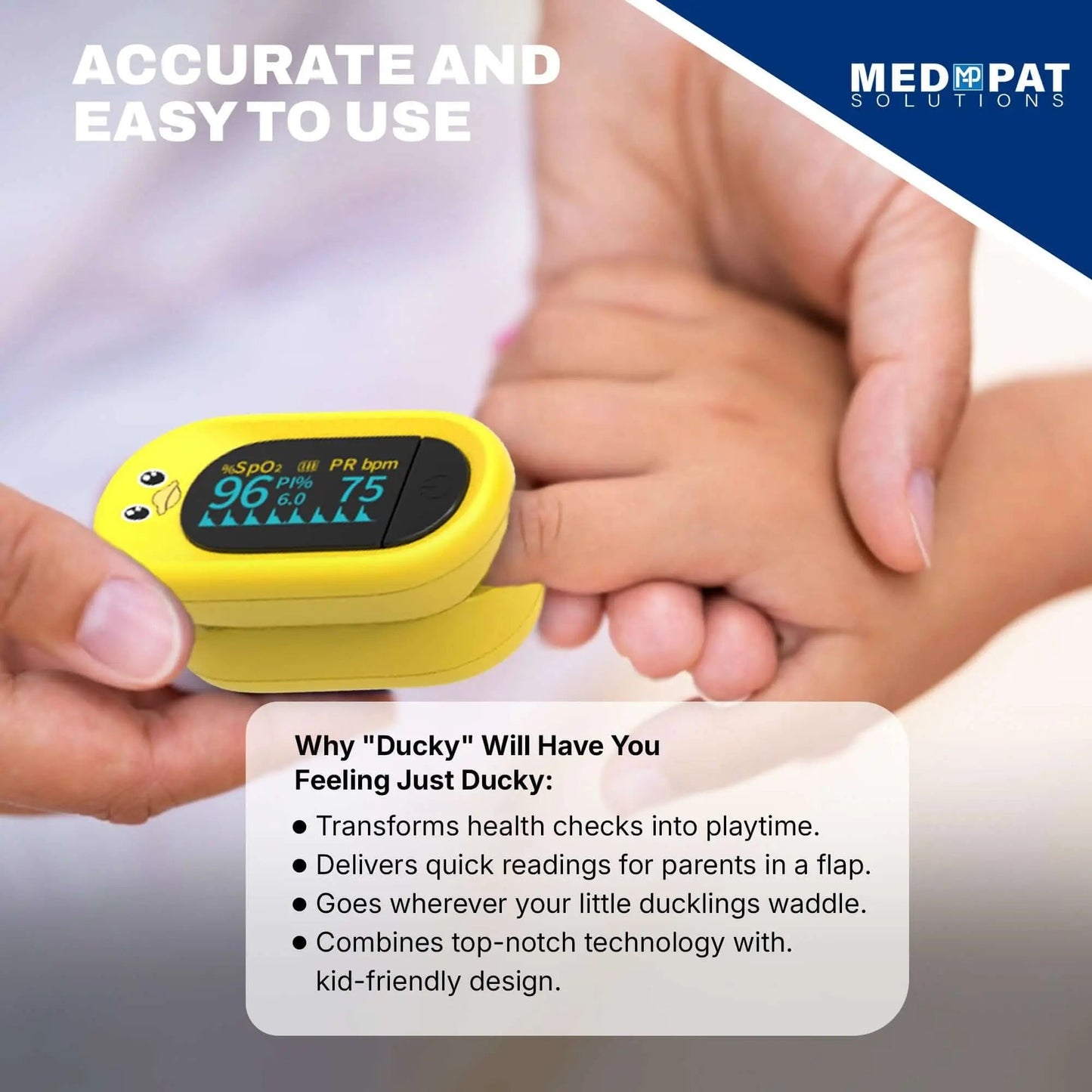 Kid-Friendly Pulse Oximeter – Med-Pat “Ducky” PXC-1 | FDA Approved & FSA/HSA Eligible