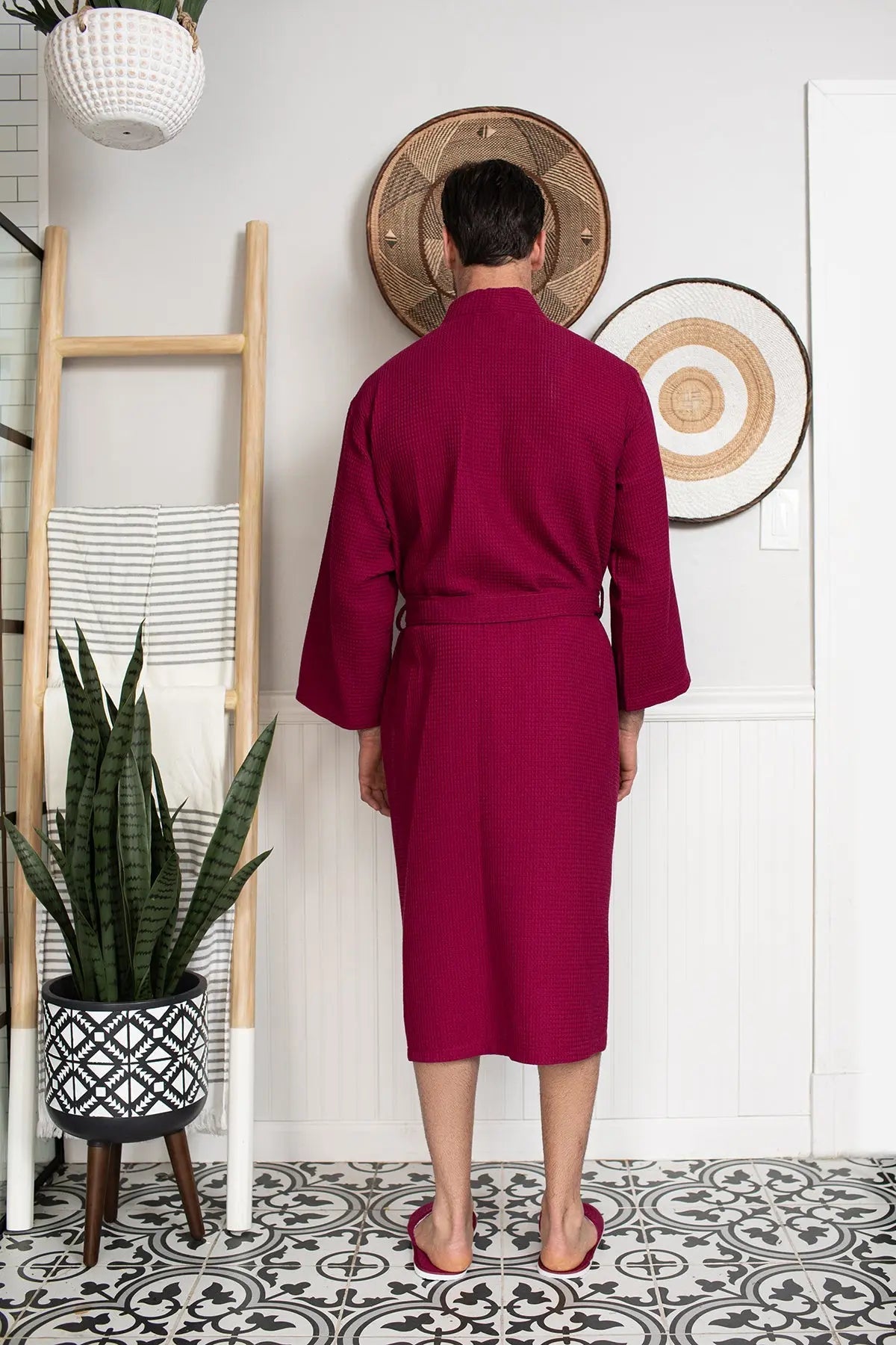 Waffle Kimono Spa Bathrobe for Men - Absorbent, Lightweight - Concordia Style Boutique