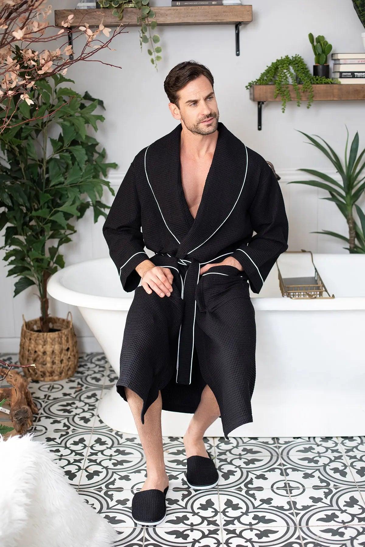 Premium Waffle Piping Robe for Men - Concordia Style Boutique