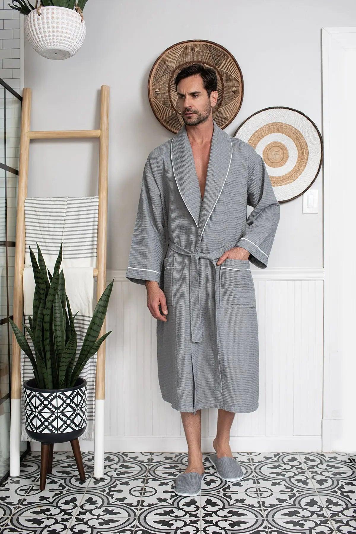 Premium Waffle Piping Robe for Men - Concordia Style Boutique