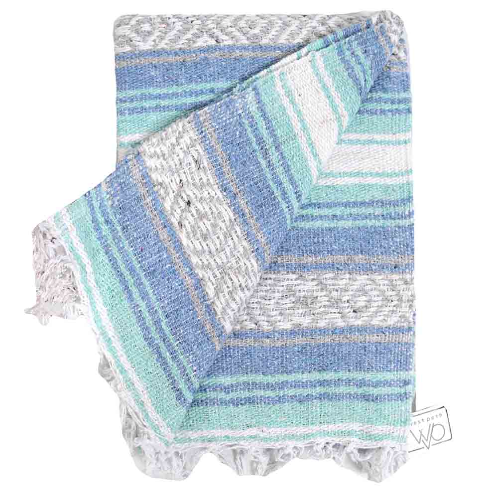 Mint Blue Ocean Mexican Falsa Yoga Blanket - Concordia Style Boutique