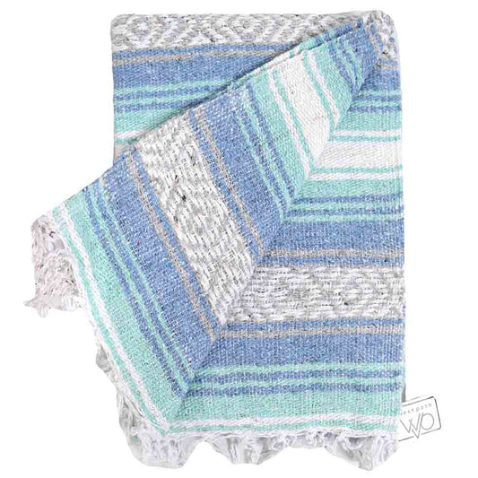 Mint Blue Ocean Mexican Falsa Yoga Blanket - Concordia Style Boutique