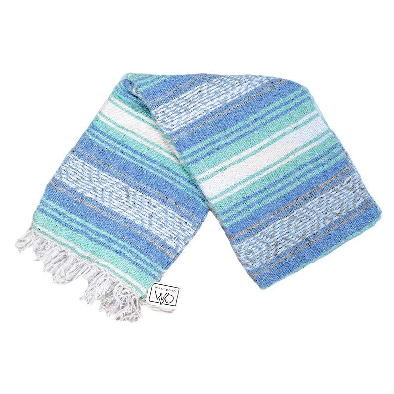 Mint Blue Ocean Mexican Falsa Yoga Blanket - Concordia Style Boutique