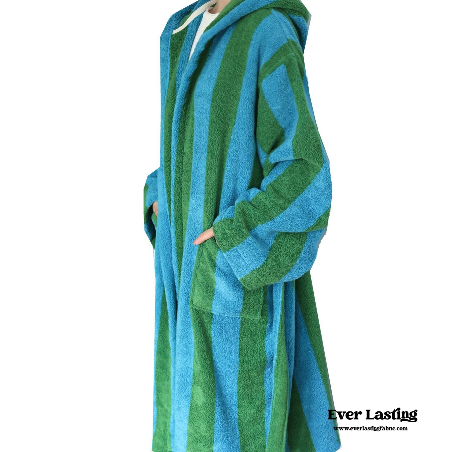 Modern Striped Cotton Bathrobe Set / Purple