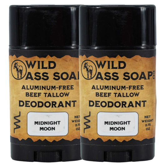 Aluminum-Free Midnight Moon Beef Tallow Deodorant | Pack of 2 | 2.75 oz | Wild Ass Soap