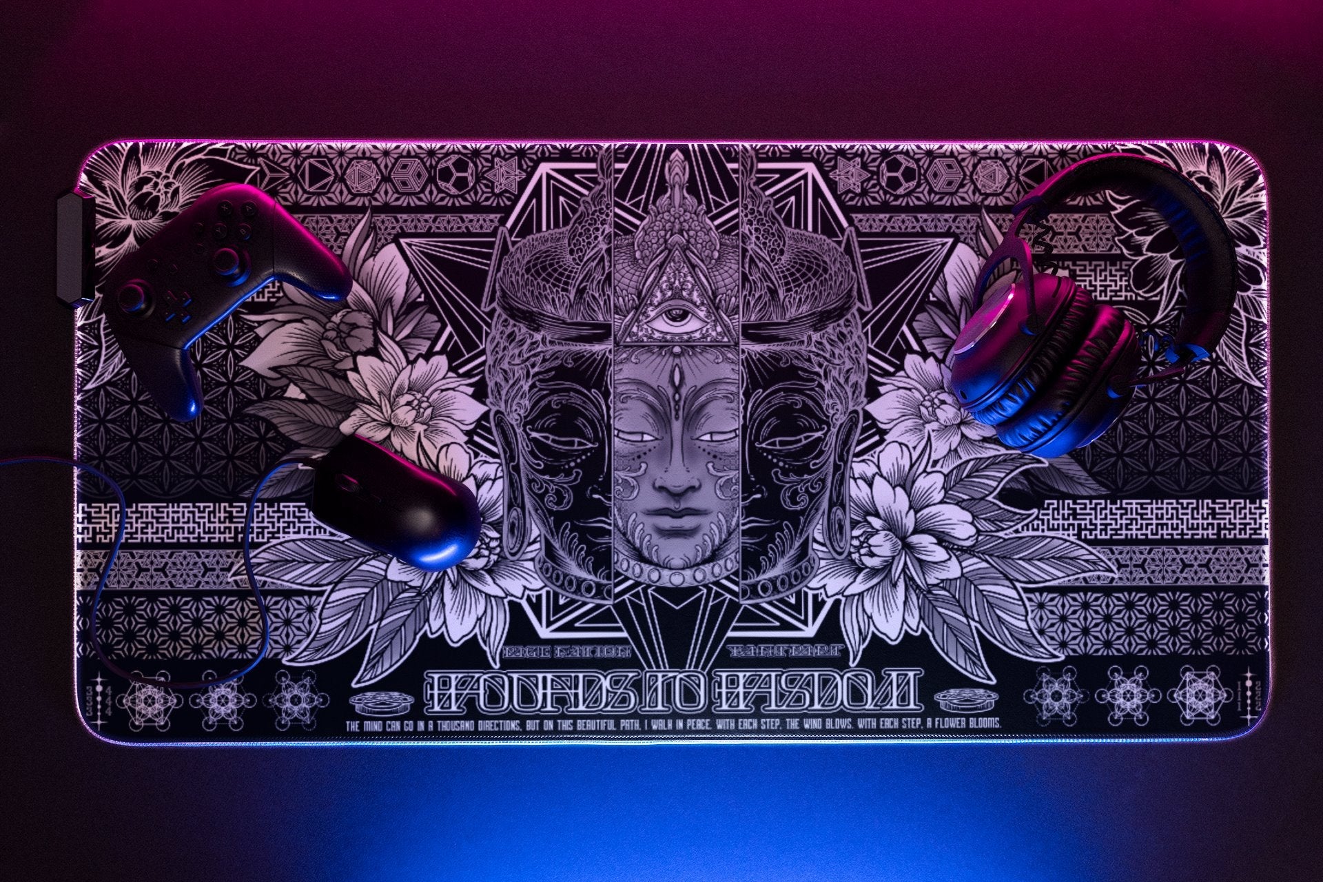 WOUNDS TO WISDOM V1 • MONOCHROME • XXL RGB GAMING MOUSEPAD - Concordia Style Boutique