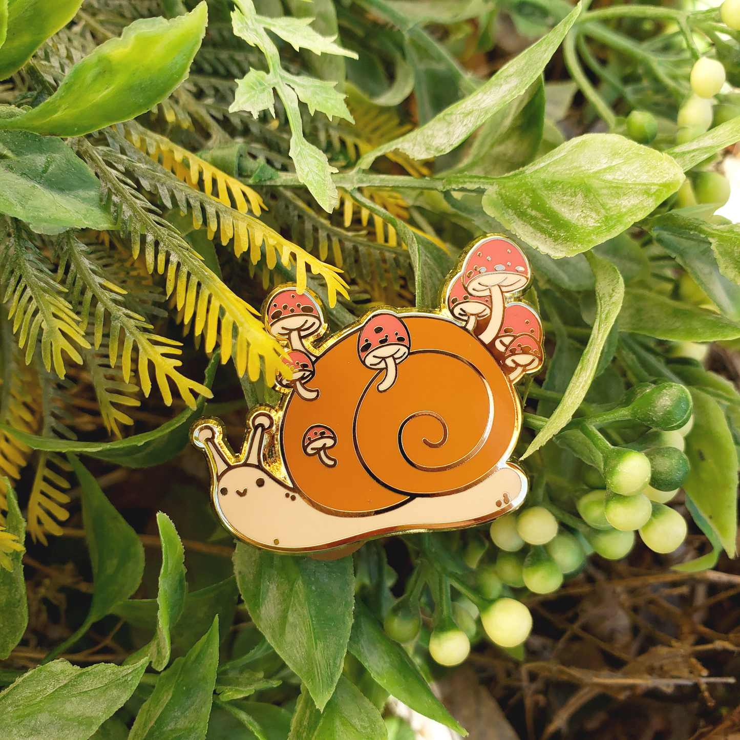 Mushroom Snail - Hard Enamel Pin - Concordia Style Boutique