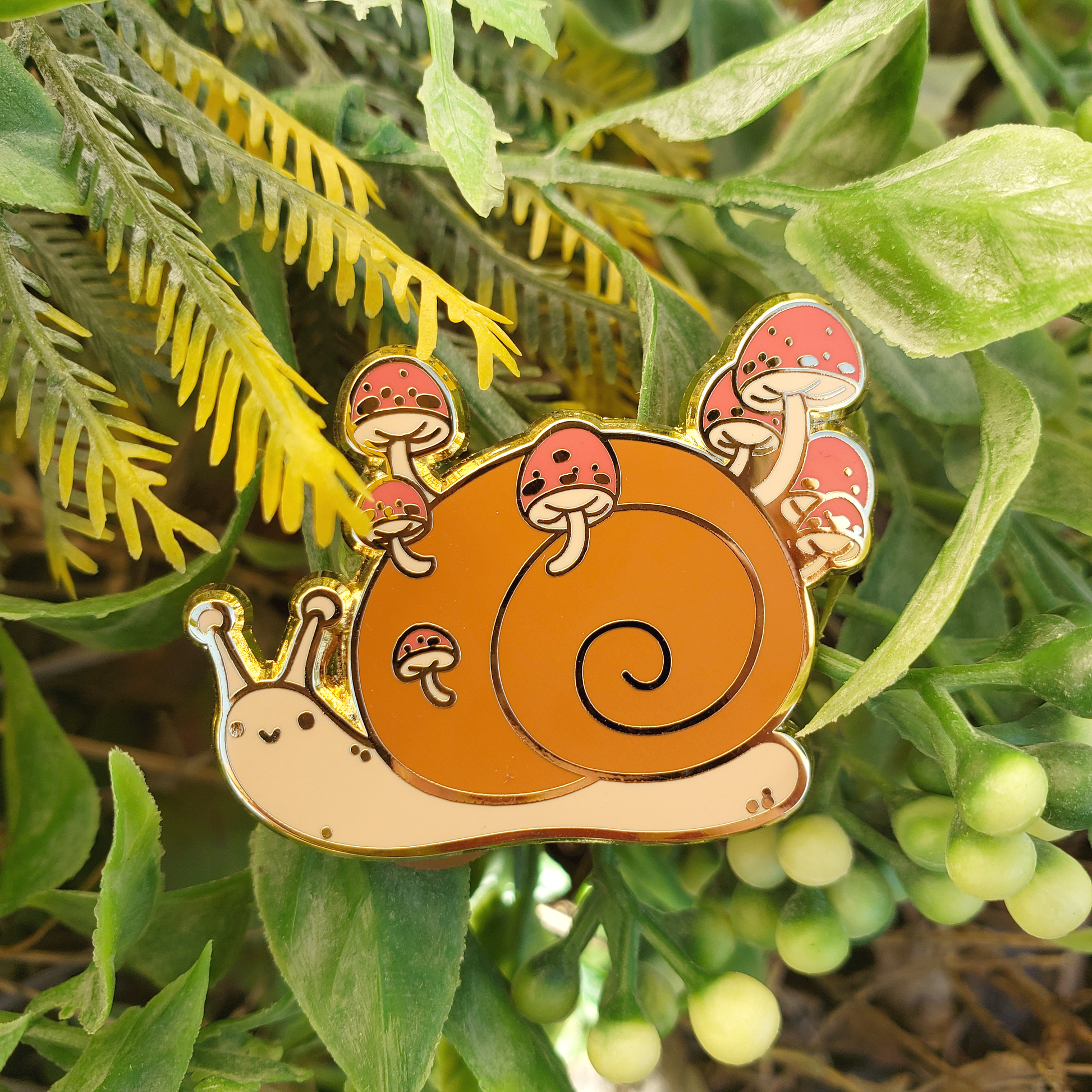 Mushroom Snail - Hard Enamel Pin - Concordia Style Boutique