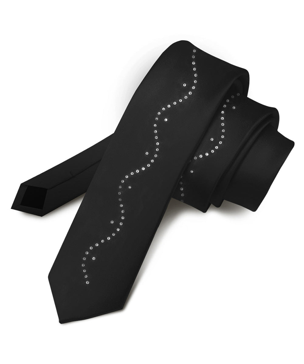 Vittorio Farina Men's Satin Skinny Necktie with Rhinestones - Concordia Style Boutique