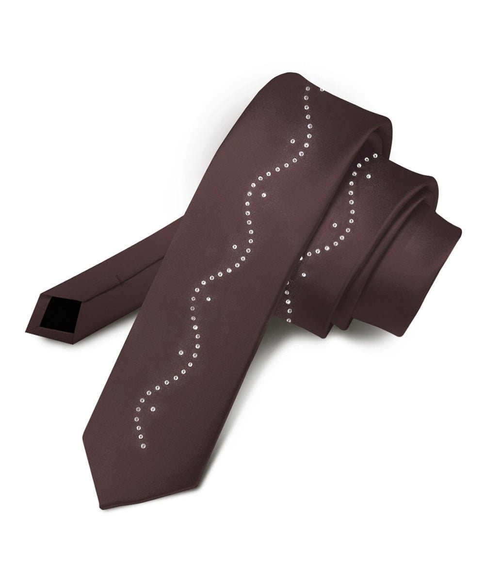 Vittorio Farina Men's Satin Skinny Necktie with Rhinestones - Concordia Style Boutique