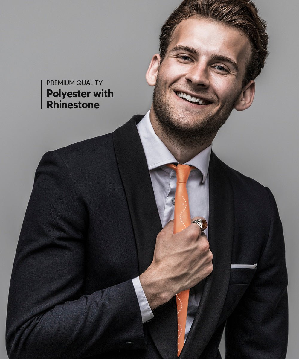 Vittorio Farina Men's Satin Skinny Necktie with Rhinestones - Concordia Style Boutique