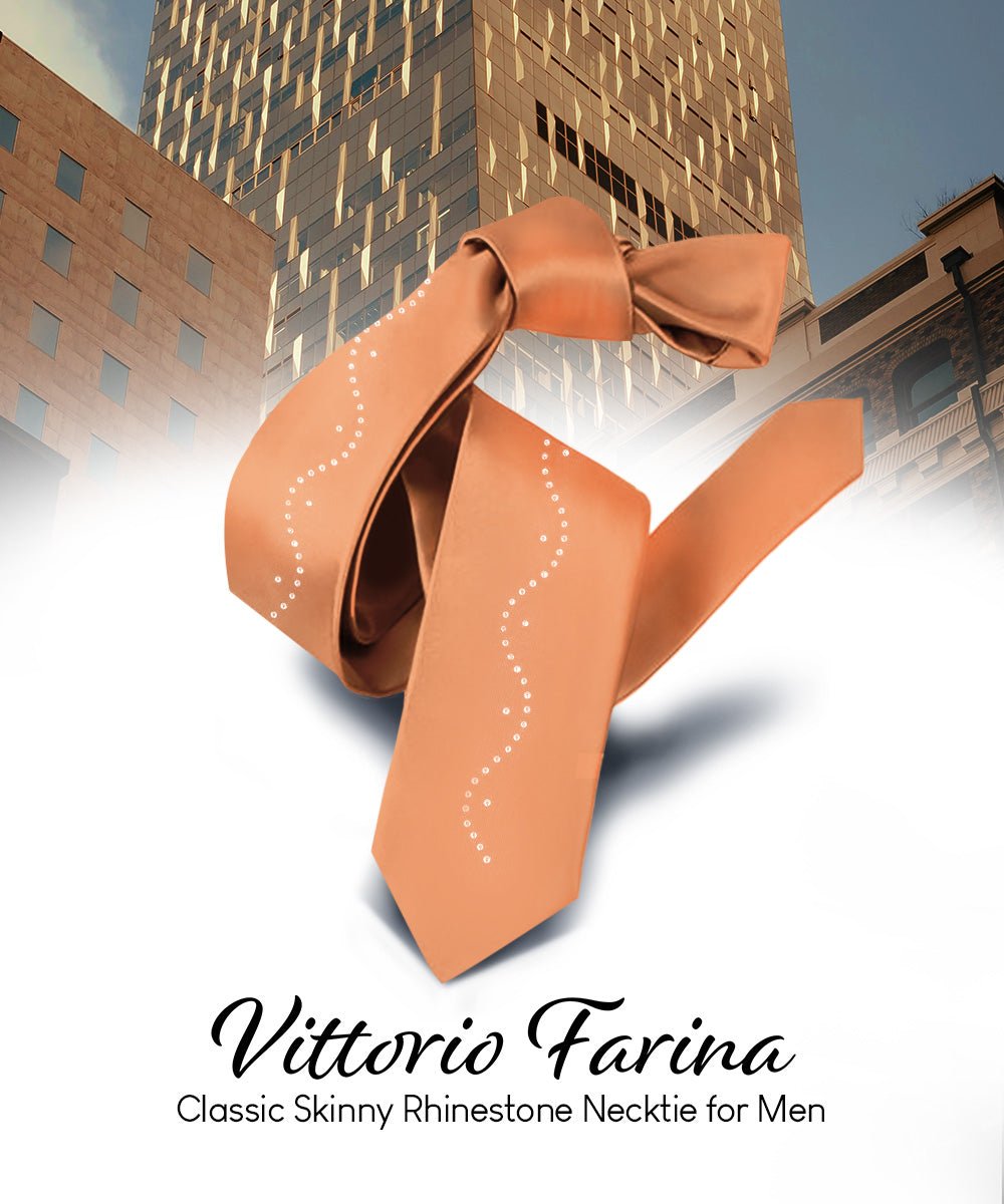 Vittorio Farina Men's Satin Skinny Necktie with Rhinestones - Concordia Style Boutique
