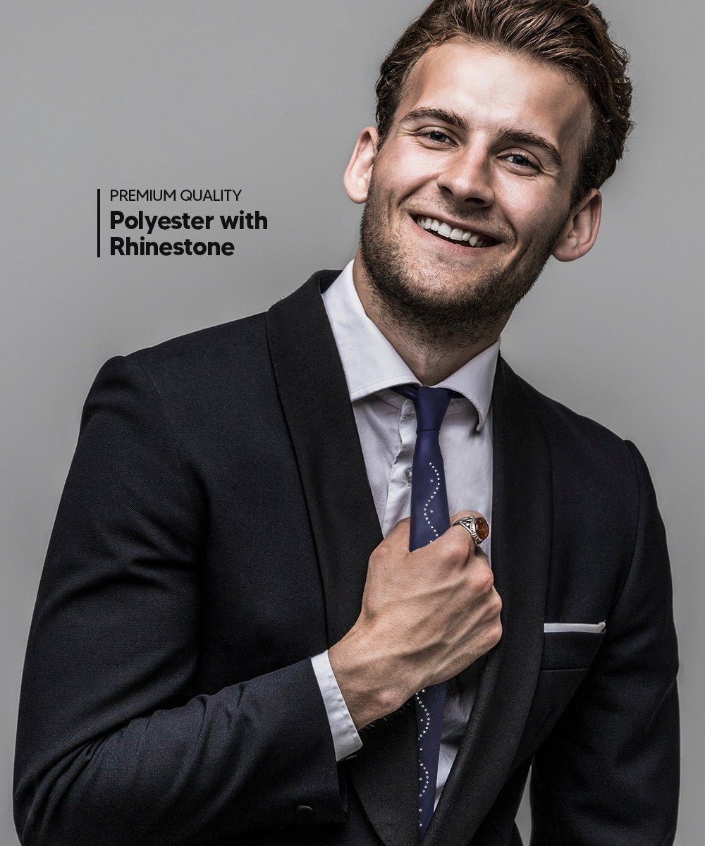 Vittorio Farina Men's Satin Skinny Necktie with Rhinestones - Concordia Style Boutique