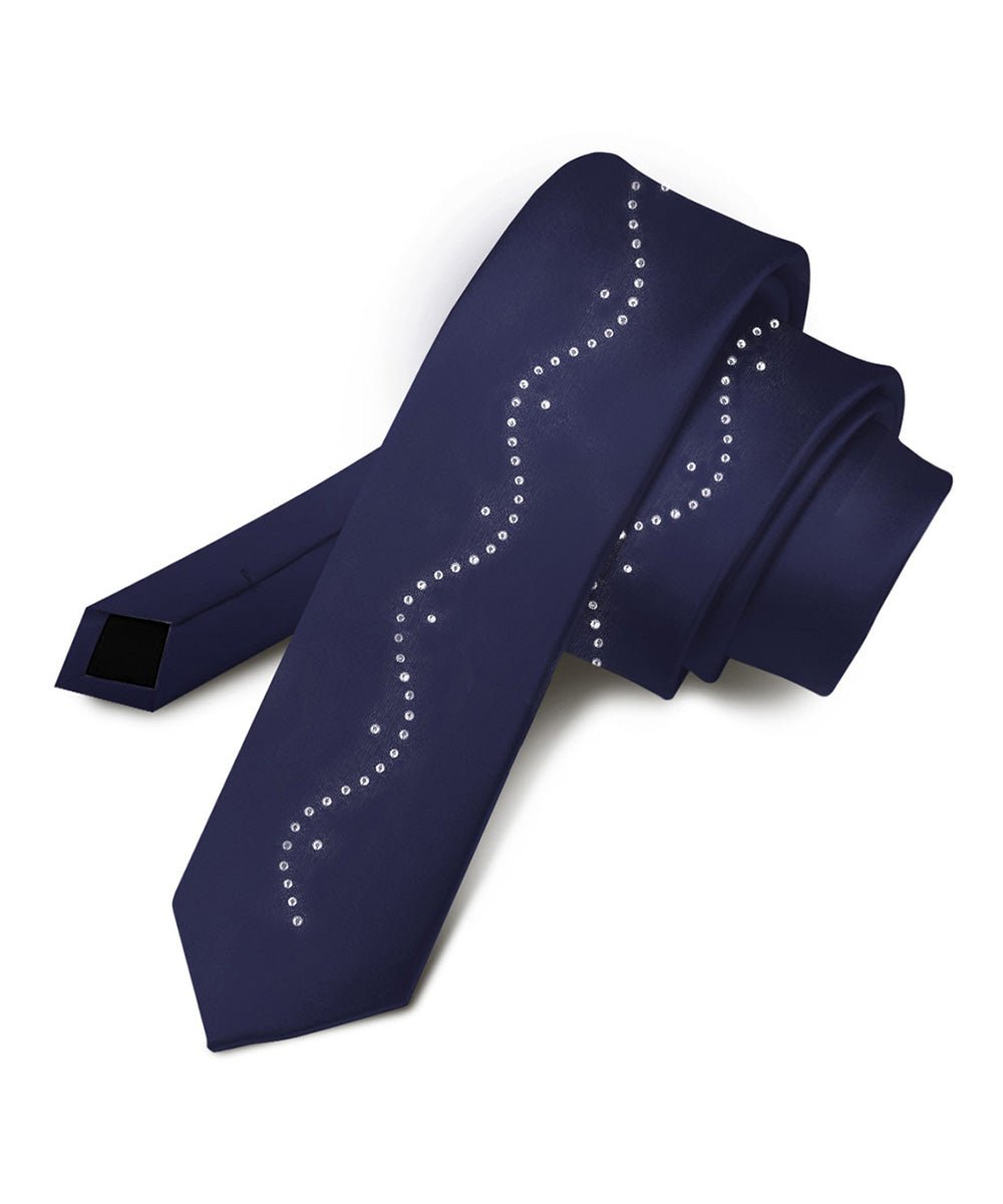 Vittorio Farina Men's Satin Skinny Necktie with Rhinestones - Concordia Style Boutique