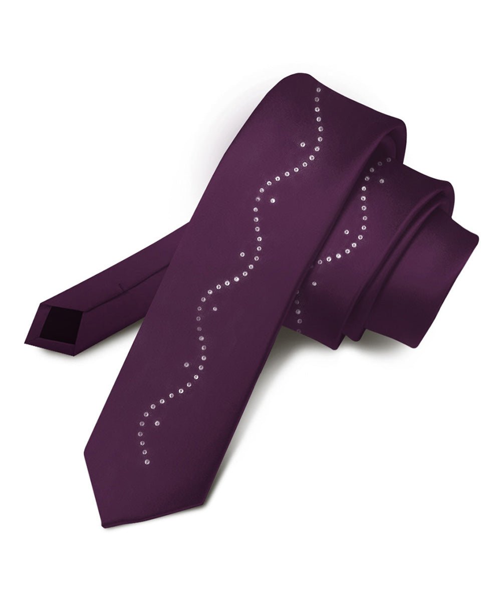 Vittorio Farina Men's Satin Skinny Necktie with Rhinestones - Concordia Style Boutique