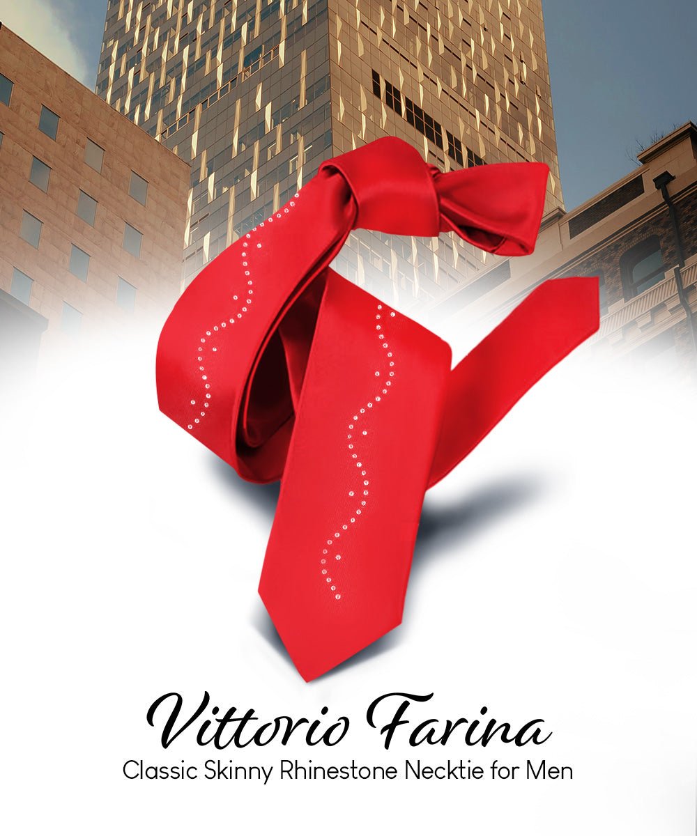 Vittorio Farina Men's Satin Skinny Necktie with Rhinestones - Concordia Style Boutique
