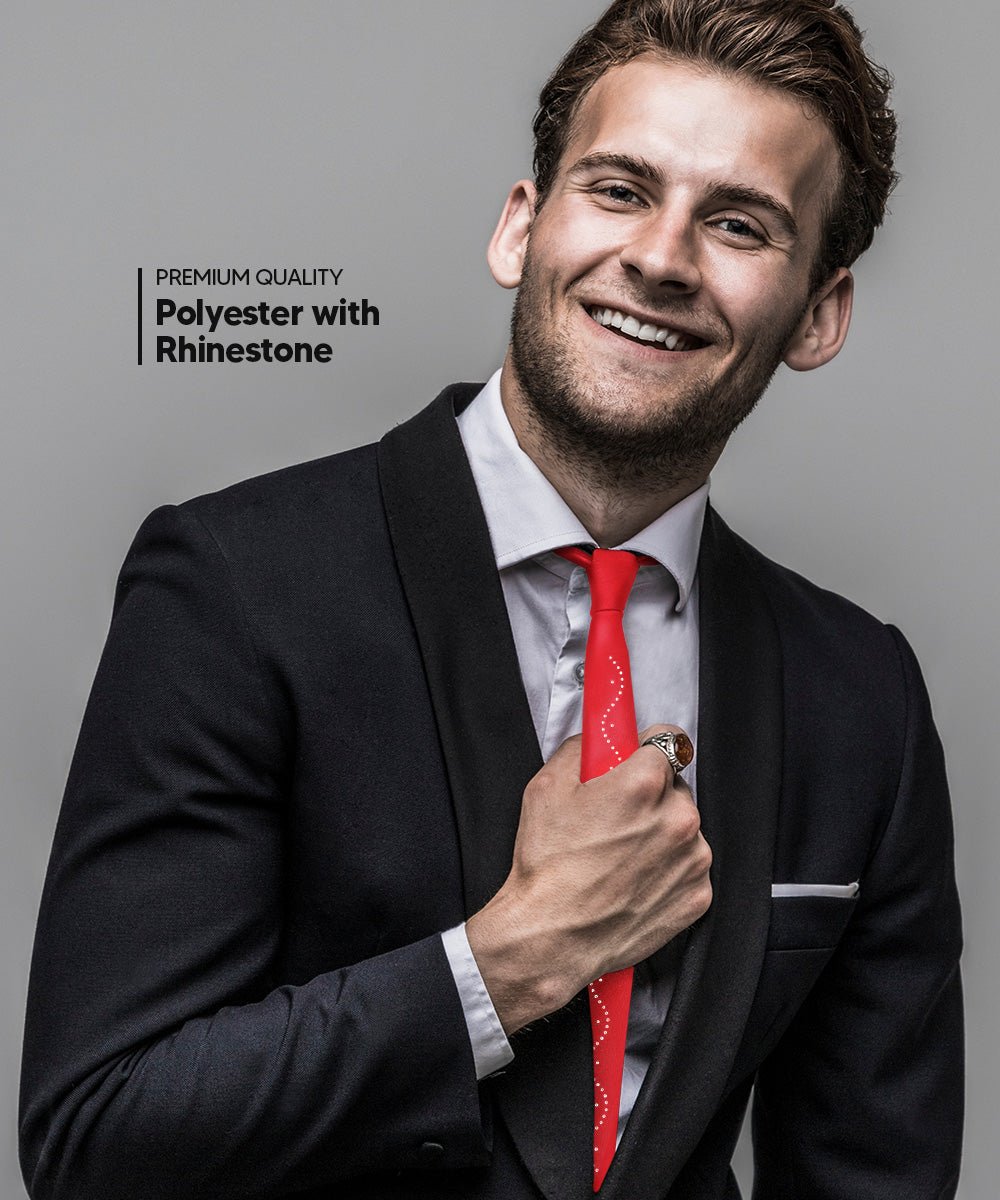 Vittorio Farina Men's Satin Skinny Necktie with Rhinestones - Concordia Style Boutique