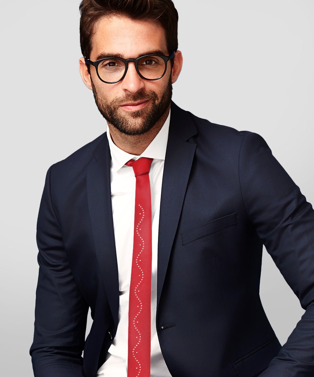 Vittorio Farina Men's Satin Skinny Necktie with Rhinestones - Concordia Style Boutique