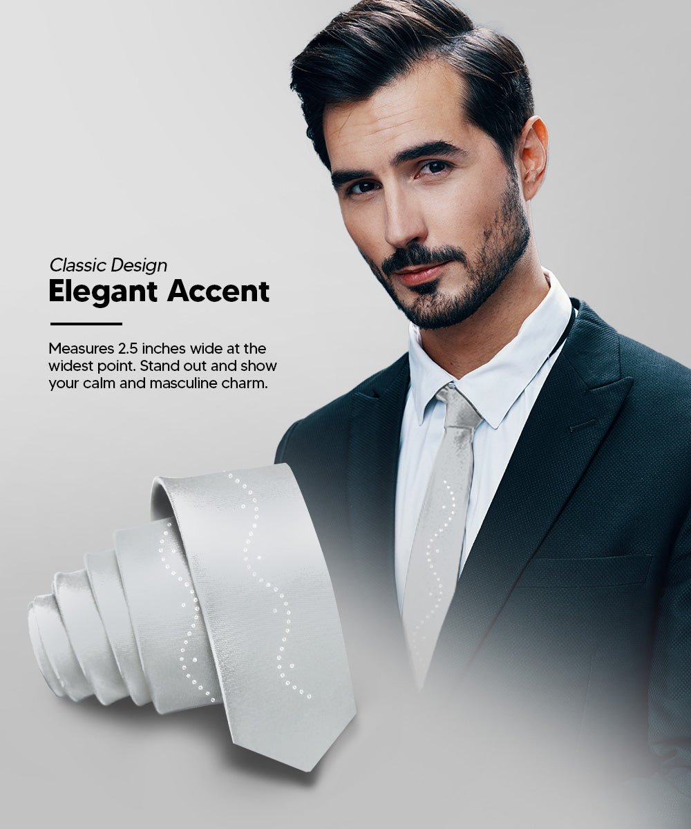 Vittorio Farina Men's Satin Skinny Necktie with Rhinestones - Concordia Style Boutique