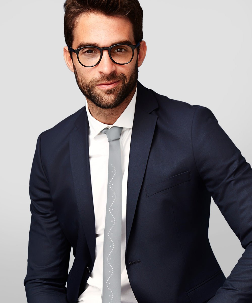 Vittorio Farina Men's Satin Skinny Necktie with Rhinestones - Concordia Style Boutique