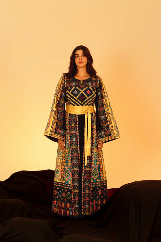 Navy and Gold Traditional Palestinian Thobe