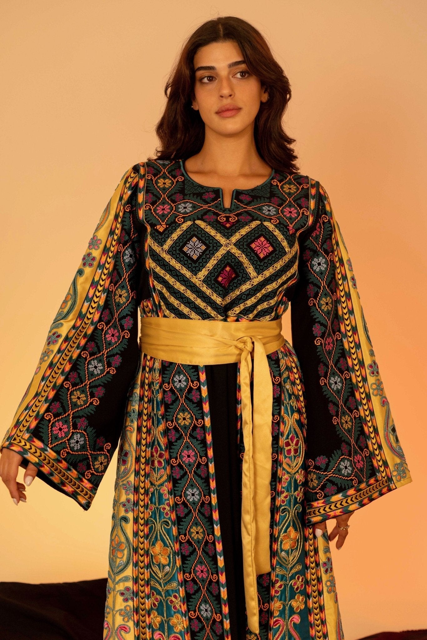 Navy and Gold Traditional Palestinian Thobe