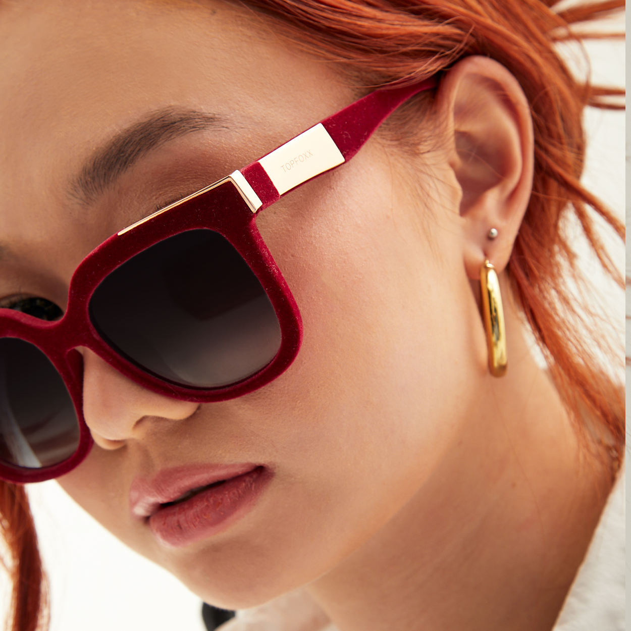 Coco - Red Velvet Frame Black Lens Wayfarer Sunglasses - Concordia Style Boutique