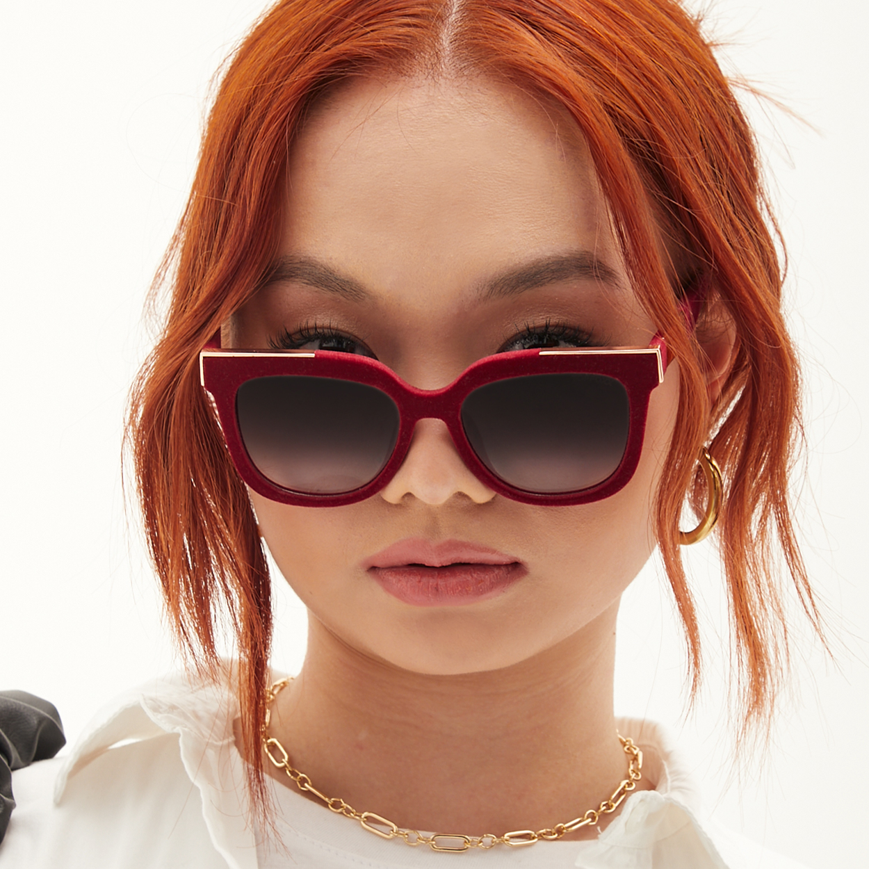 Coco - Red Velvet Frame Black Lens Wayfarer Sunglasses - Concordia Style Boutique