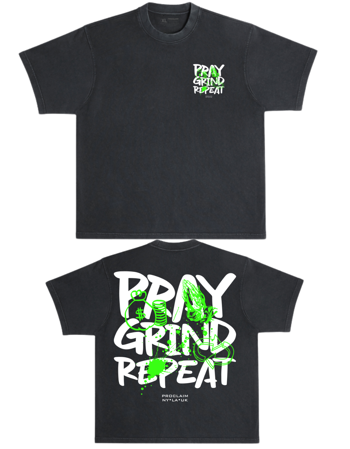 Pray Grind Repeat- Ash Grafitti T-Shirt - Concordia Style Boutique