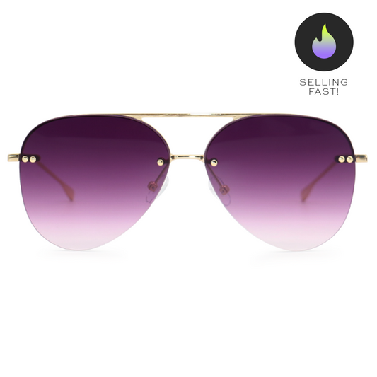 Smaller Megan 2 - Purple Metal Aviator Sunglasses with Gold Frame - Concordia Style Boutique