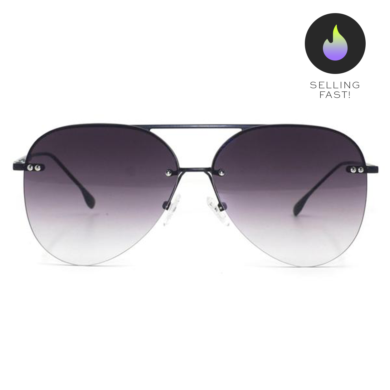 Smaller Megan 2 - Faded Black Metal Aviator Sunglasses - Concordia Style Boutique