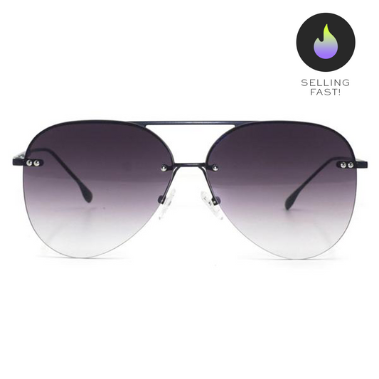Smaller Megan 2 - Faded Black Metal Aviator Sunglasses - Concordia Style Boutique