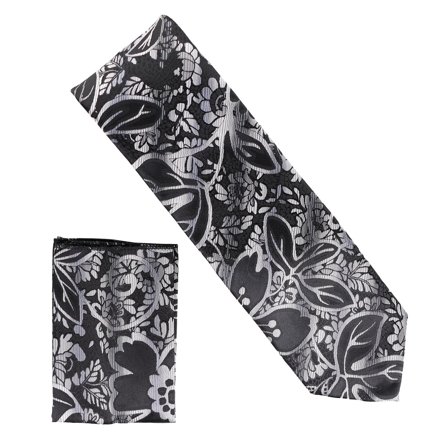 Vittorio Farina Men's Floral Design Necktie & Pocket Square
