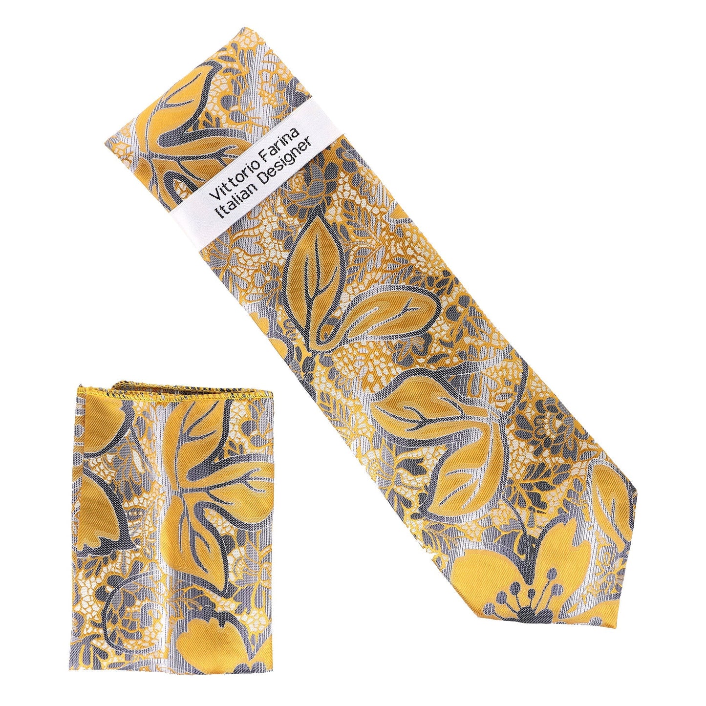 Vittorio Farina Men's Floral Design Necktie & Pocket Square
