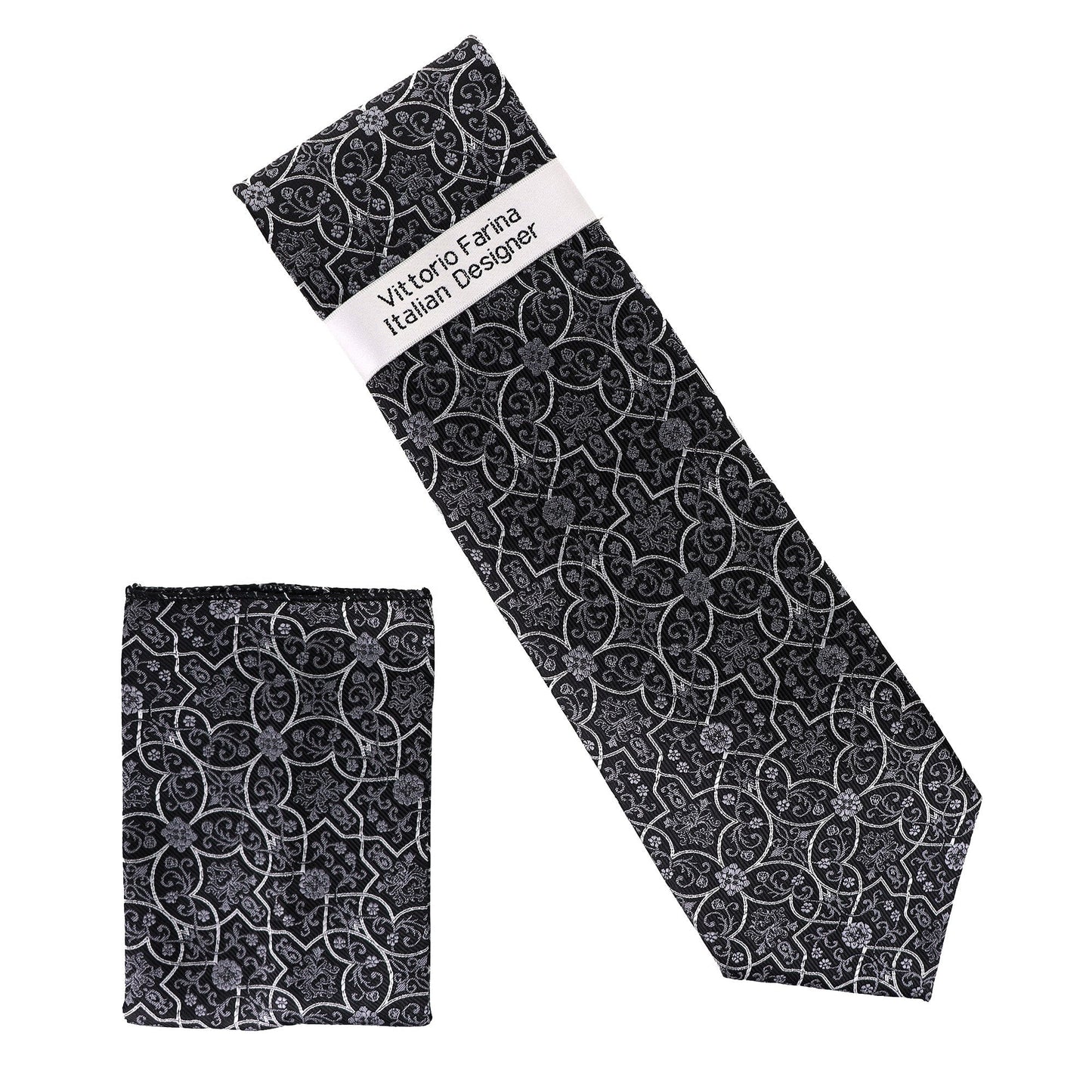 Vittorio Farina Men's Floral Design Necktie & Pocket Square