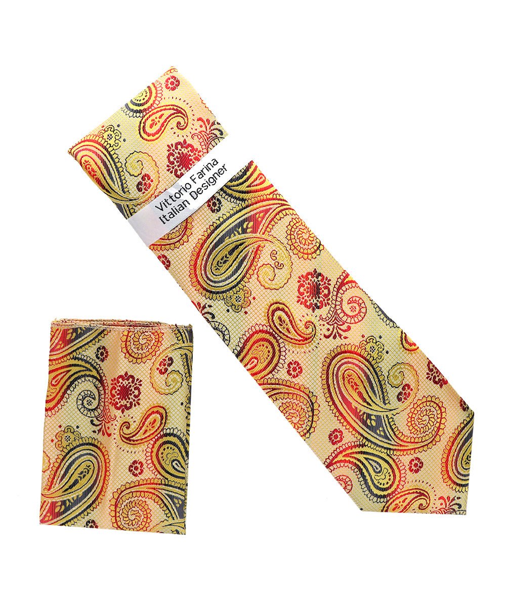 Vittorio Farina Men's Paisley Design Necktie & Pocket Square