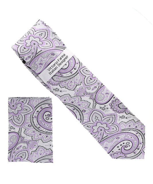 Vittorio Farina Men's Paisley Design Necktie & Pocket Square