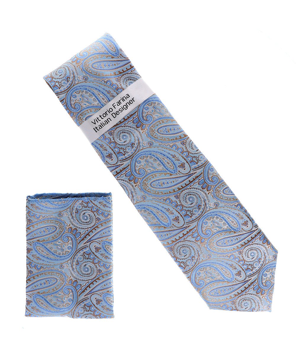 Vittorio Farina Men's Paisley Design Necktie & Pocket Square