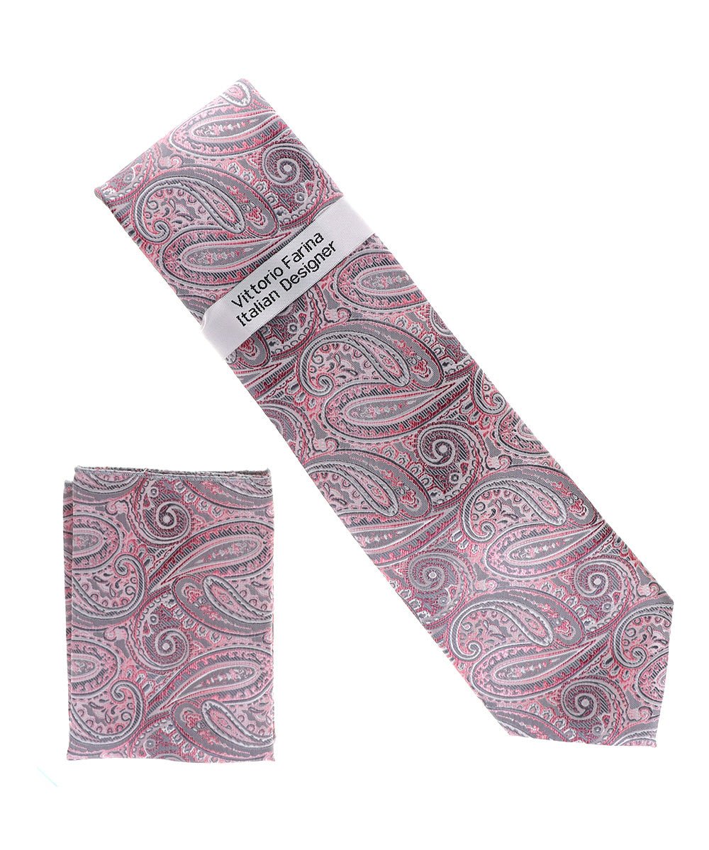 Vittorio Farina Men's Paisley Design Necktie & Pocket Square