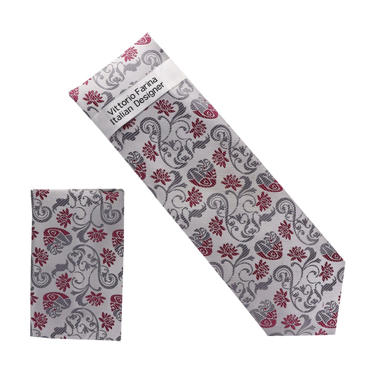 Vittorio Farina Men's Paisley Design Necktie & Pocket Square