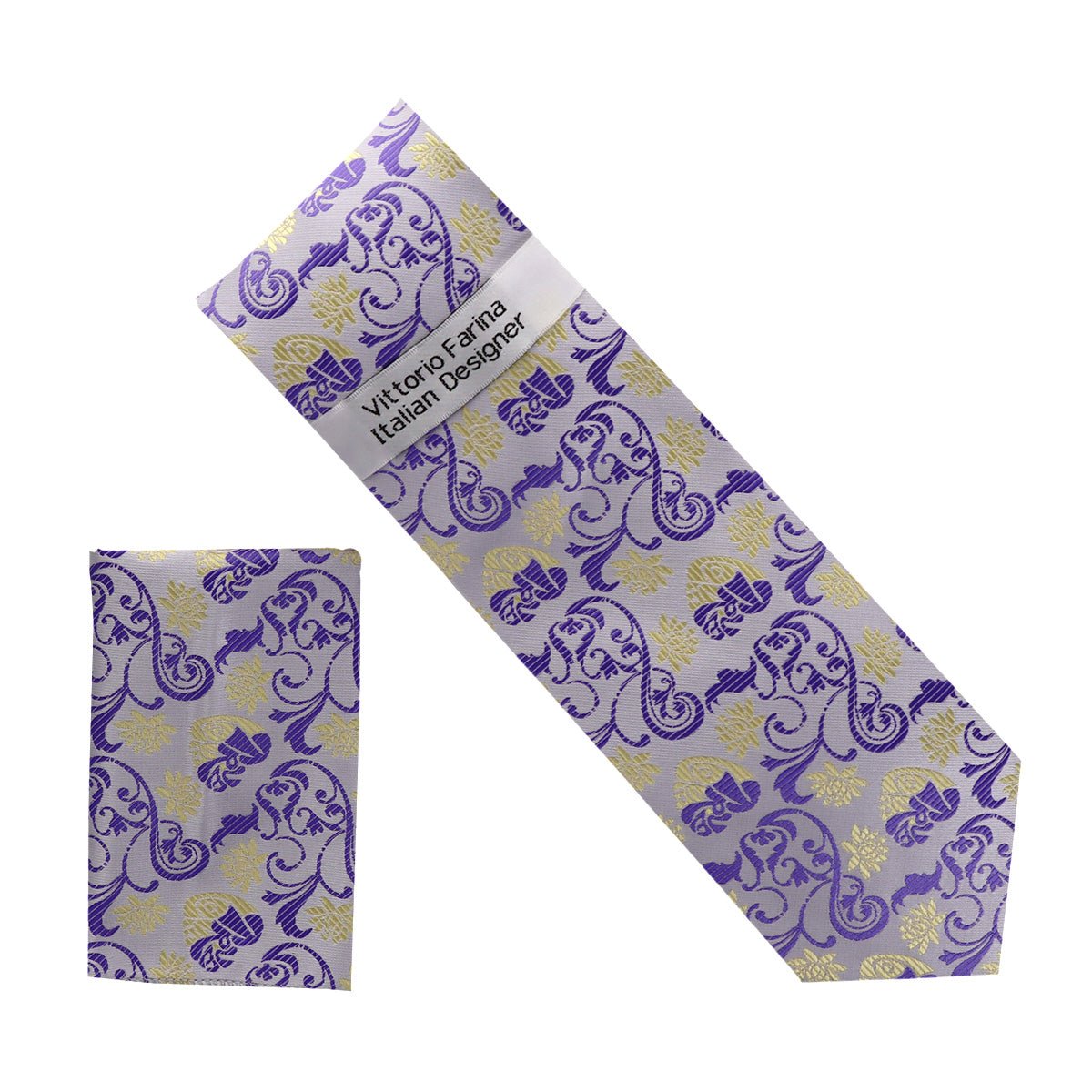 Vittorio Farina Men's Paisley Design Necktie & Pocket Square