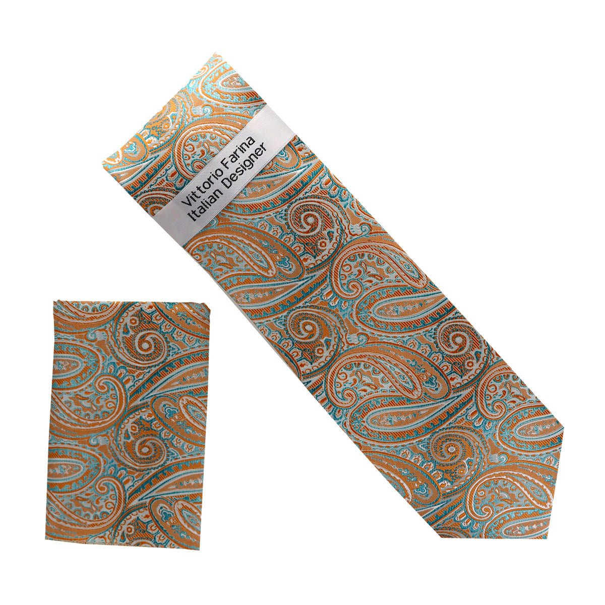 Vittorio Farina Men's Paisley Design Necktie & Pocket Square
