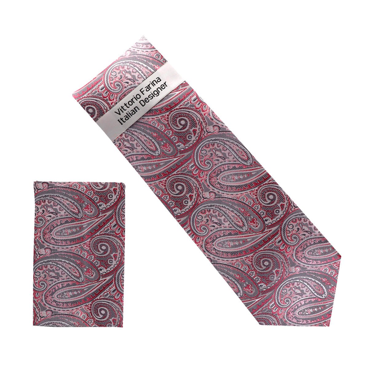 Vittorio Farina Men's Paisley Design Necktie & Pocket Square