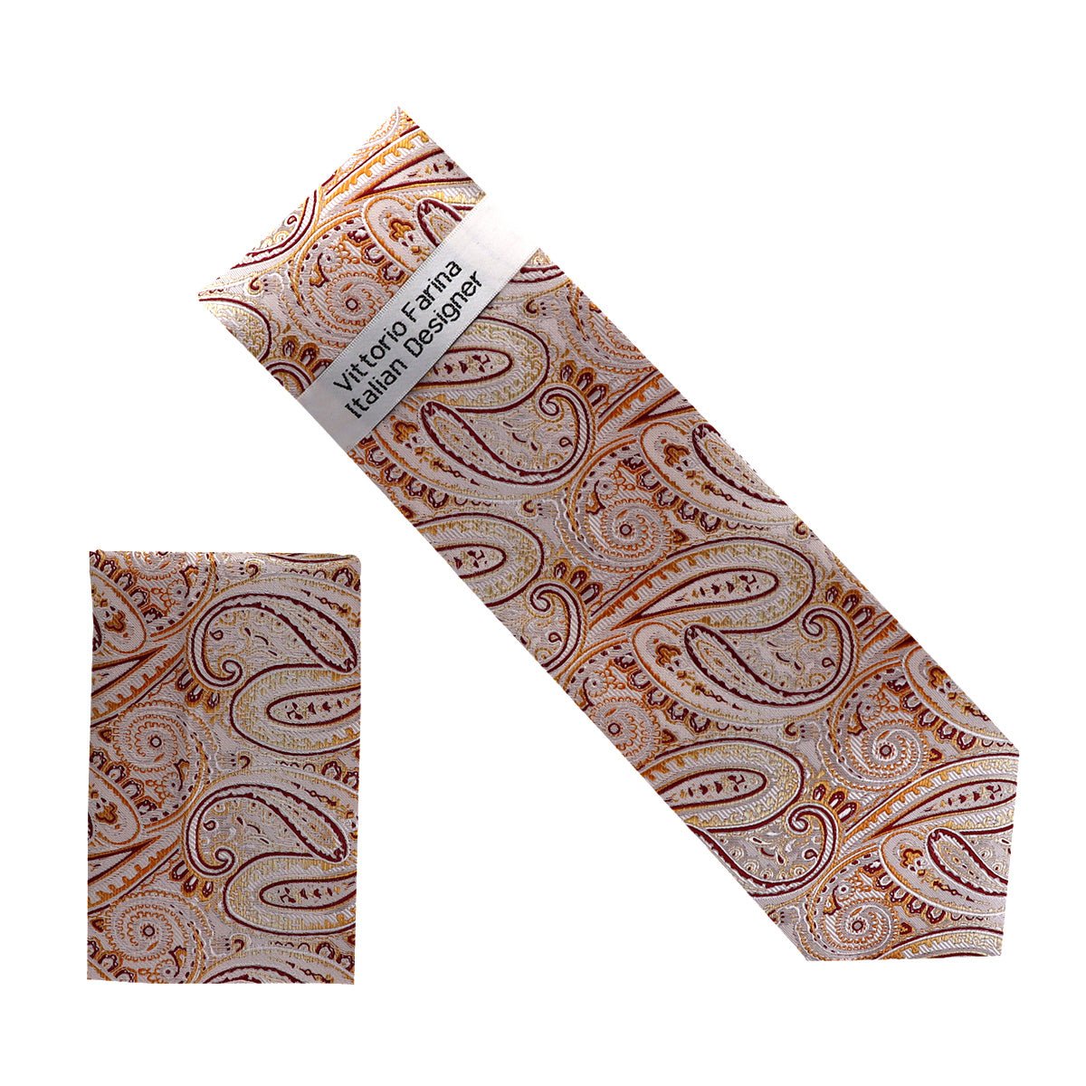 Vittorio Farina Men's Paisley Design Necktie & Pocket Square