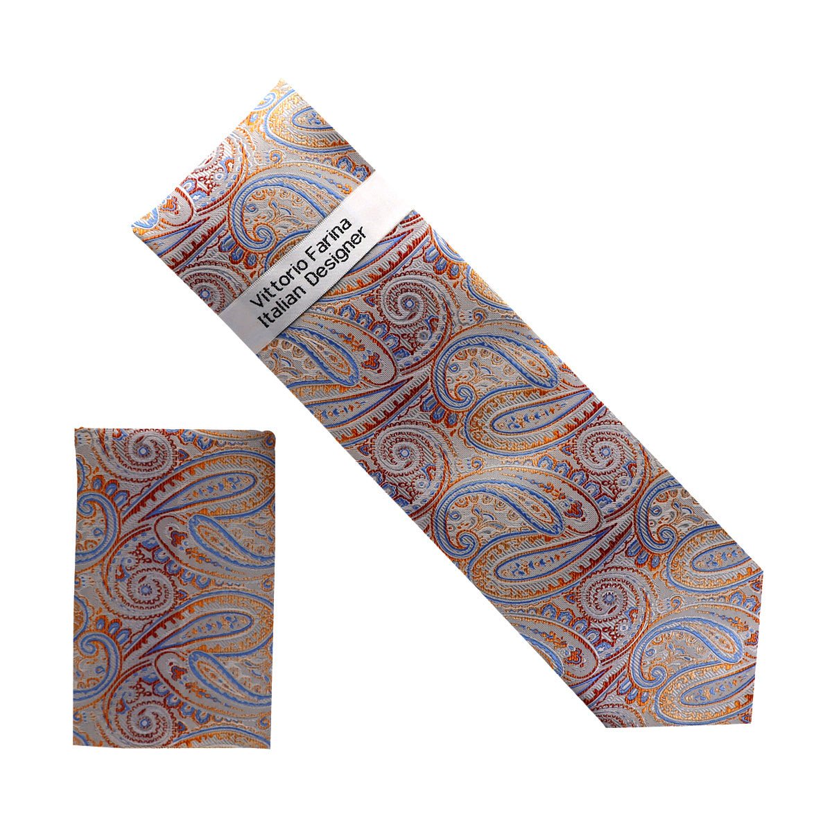 Vittorio Farina Men's Paisley Design Necktie & Pocket Square