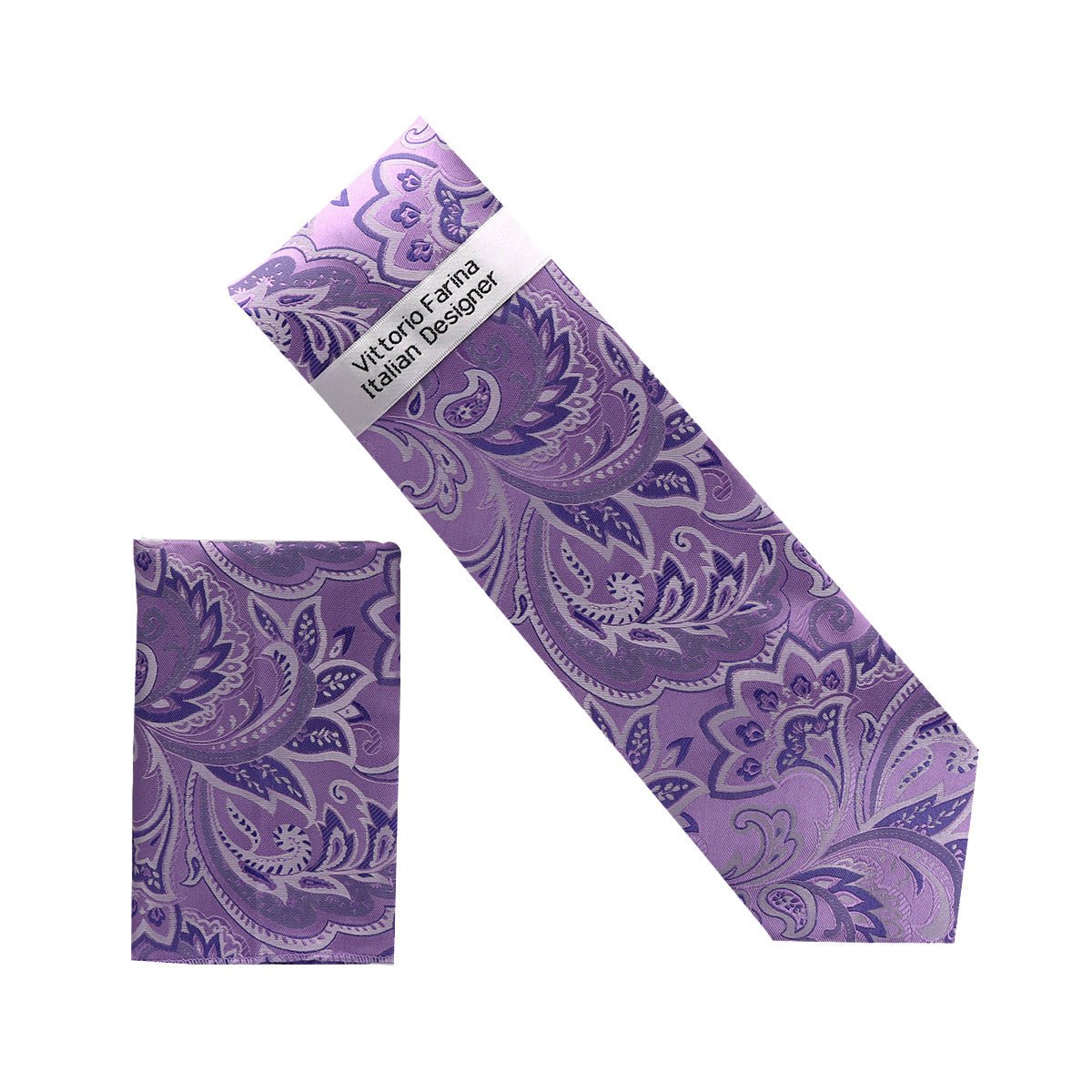 Vittorio Farina Men's Paisley Design Necktie & Pocket Square