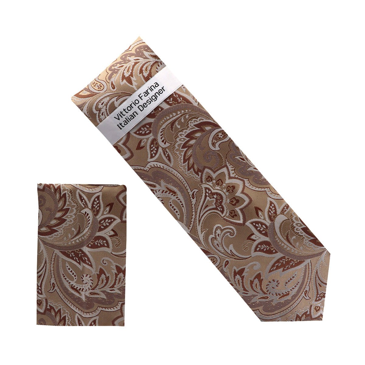 Vittorio Farina Men's Paisley Design Necktie & Pocket Square