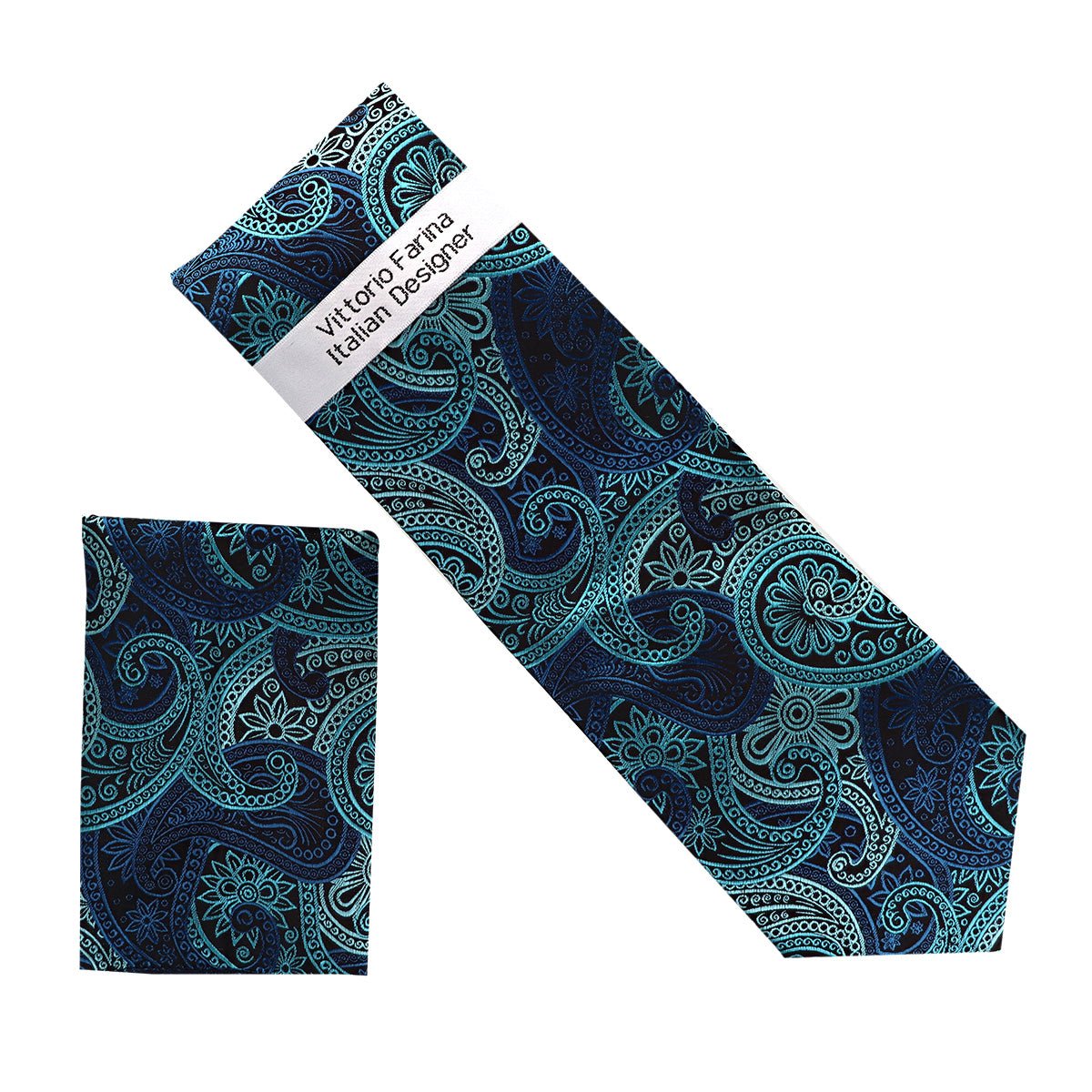 Vittorio Farina Men's Paisley Design Necktie & Pocket Square