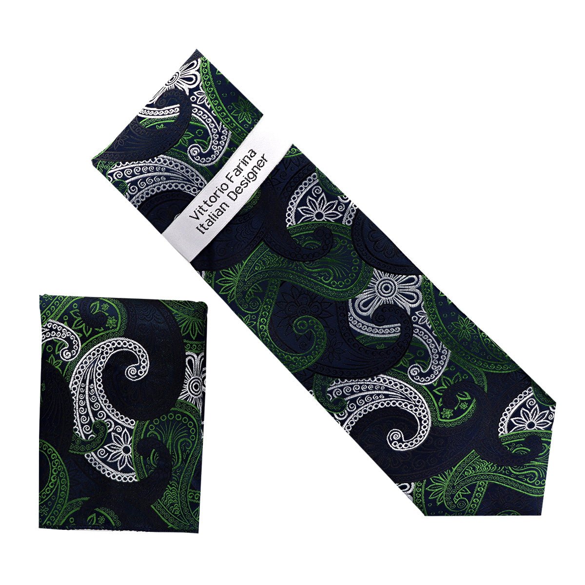 Vittorio Farina Men's Paisley Design Necktie & Pocket Square