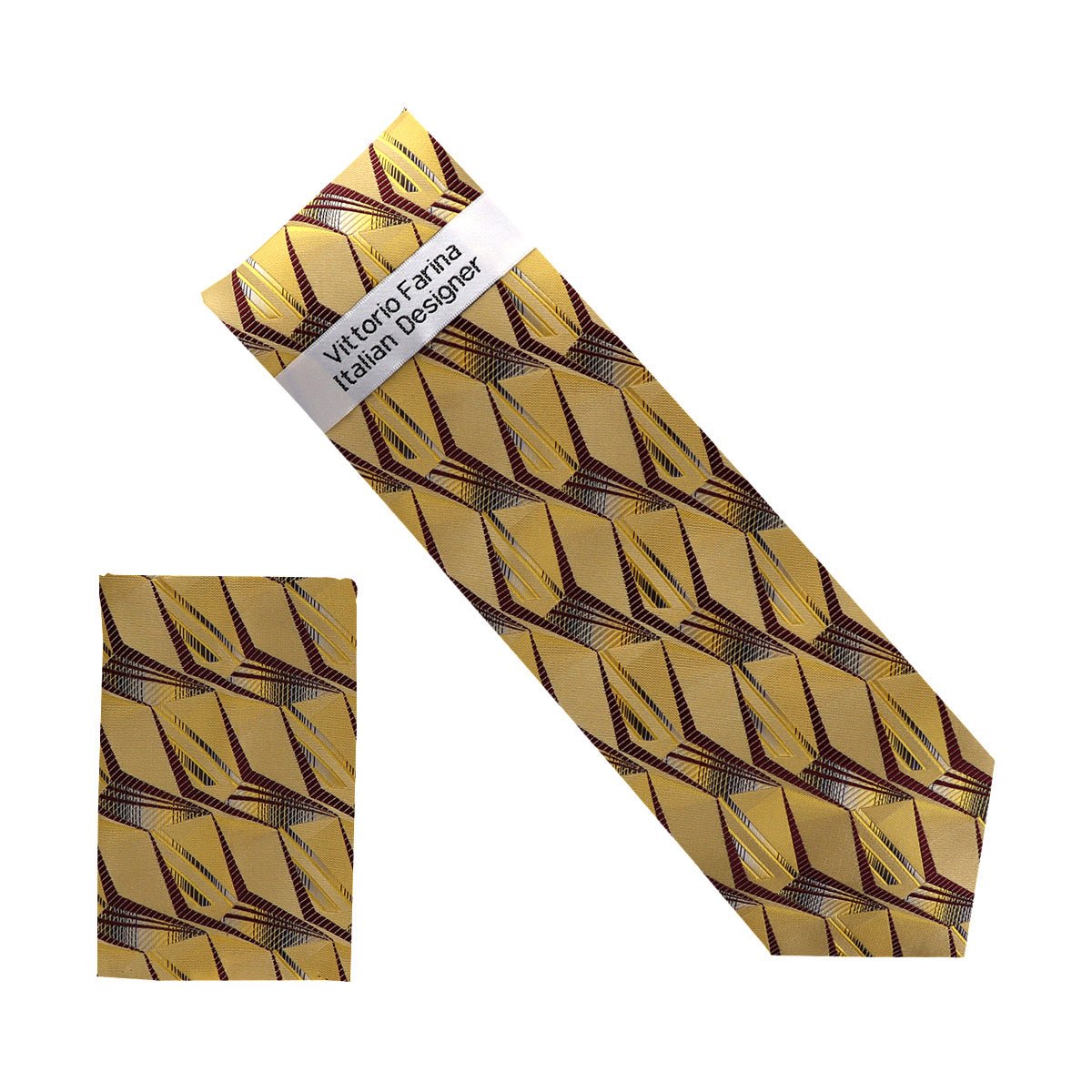 Vittorio Farina Men's Geometric Design Necktie & Pocket Square